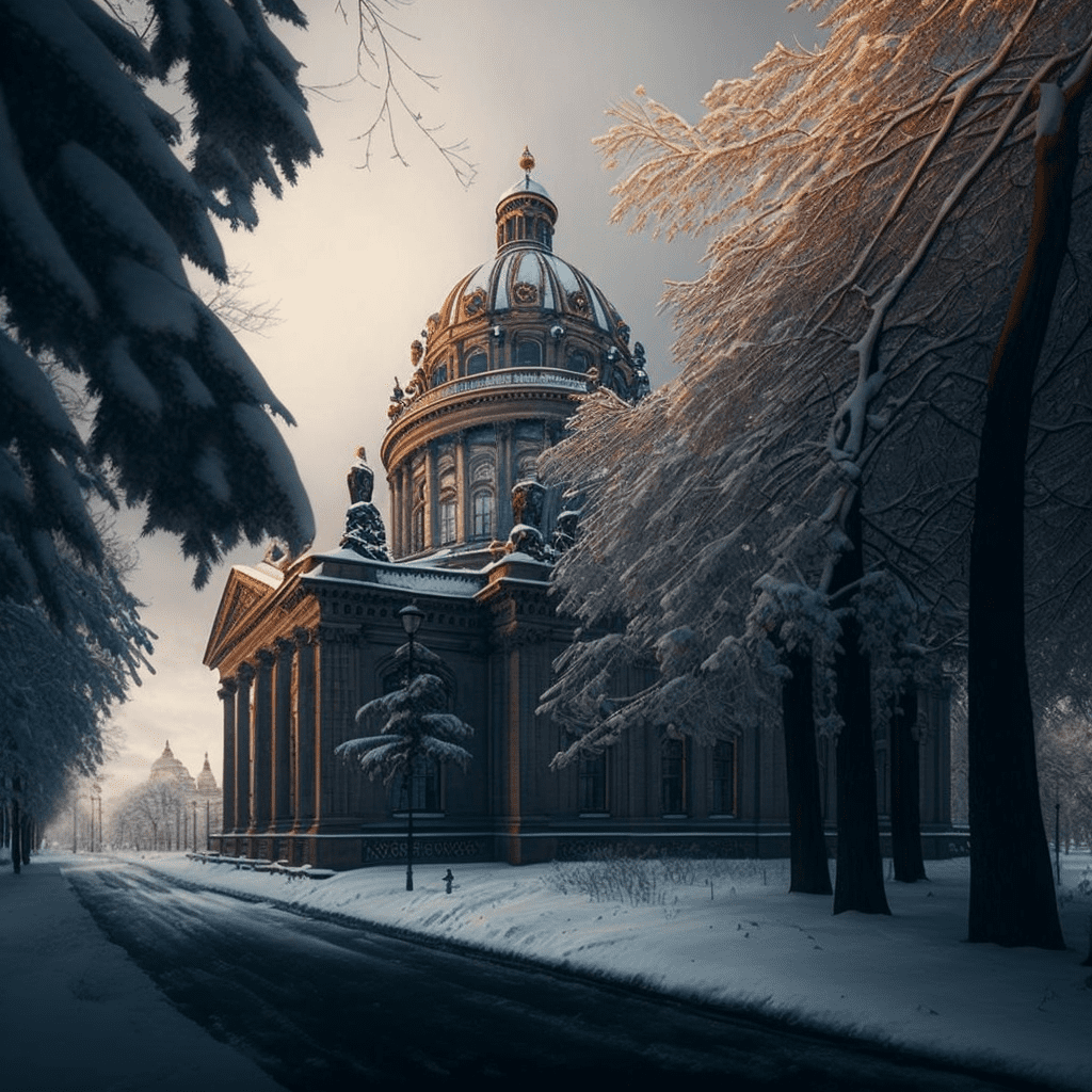 Фотография Исаакиевского собора зимой в Санкт-Петербурге